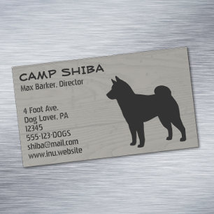 Carte De Visite Magnétique Silhouette de Shiba Inu   Style Bois Race de Chien