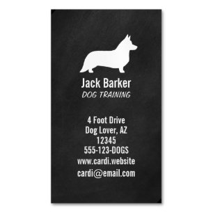 Carte De Visite Magnétique Silhouette Verticale de Cardigan Welsh Corgi Dog