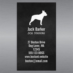 Carte De Visite Magnétique Silhouette verticale du chien de Boston Terrier