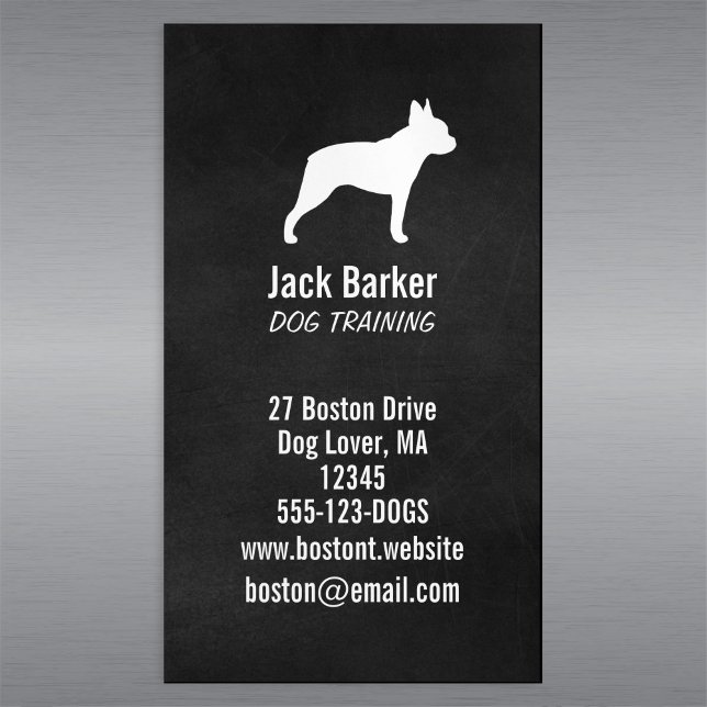Carte De Visite Magnétique Silhouette Verticale du chien Terrier de Boston (Créateur téléchargé)