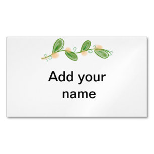 Carte De Visite Magnétique Simple aquarelle vert feuille monogramme ajouter n