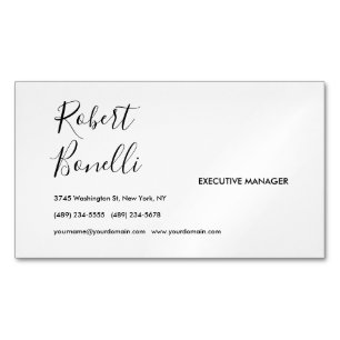 Carte De Visite Magnétique Simple minimaliste Noir & Blanc Moderne Lovely