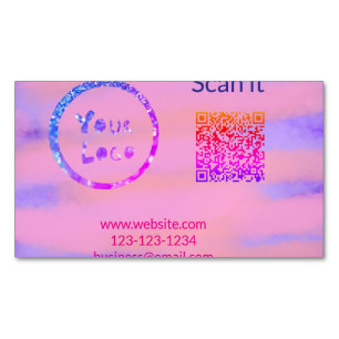 Carte De Visite Magnétique Simple minimum q r code ajouter logo code d'analys
