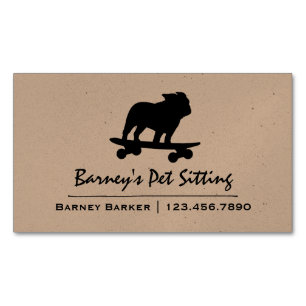 Carte De Visite Magnétique Skateboard Bulldog Silhouette Cool Skate Chien