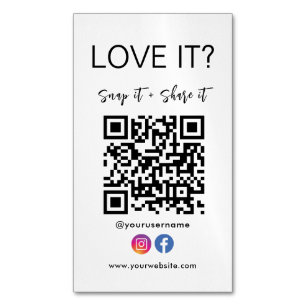 Carte De Visite Magnétique Snap And Share Qr Code Facebook Instagram