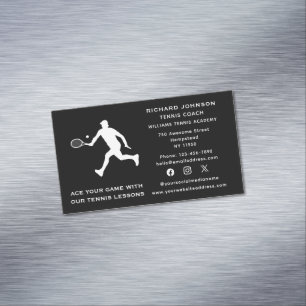 Carte De Visite Magnétique Social Media Tennis Entraîneur Homme Instructeur S