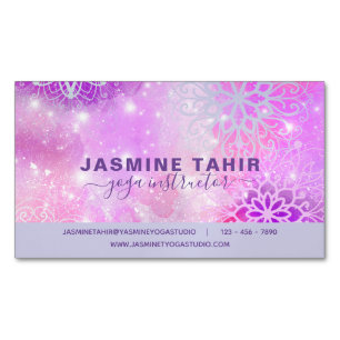 Carte De Visite Magnétique Soft Pastel Rose Lacy Mandala Art Yoga Instructeur