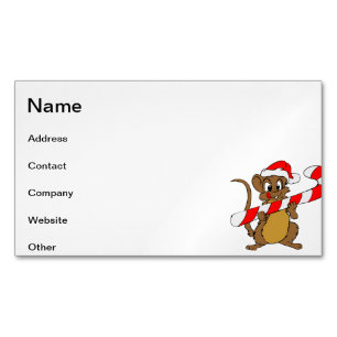 Carte De Visite Magnétique Souris avec du sucre de canne de Noël