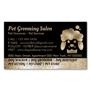 Carte De Visite Magnétique Spa de bain en or Dog Grooming Salon
