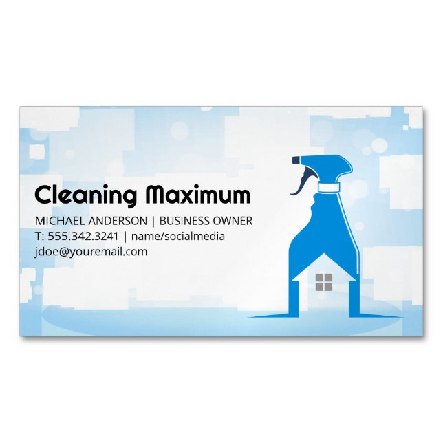 Carte De Visite Magnétique Spray Cleaning Bottle | Home Cleaner Services (devant)
