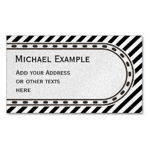 Carte De Visite Magnétique STRIPES étroites en noir + texte et idées