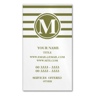 Carte De Visite Magnétique Style décoré d'un monogramme avec des rayures de