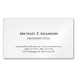 Carte De Visite Magnétique Style Rétro Élégant Simple Noir & Blanc
