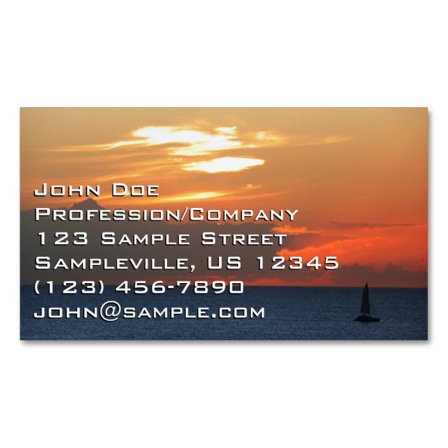 Carte De Visite Magnétique Sunset Clouds and Sailboat Seascape (devant)