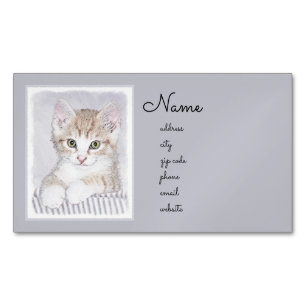 Carte De Visite Magnétique Tabby Orange Kitten Peinture - Art Chat original