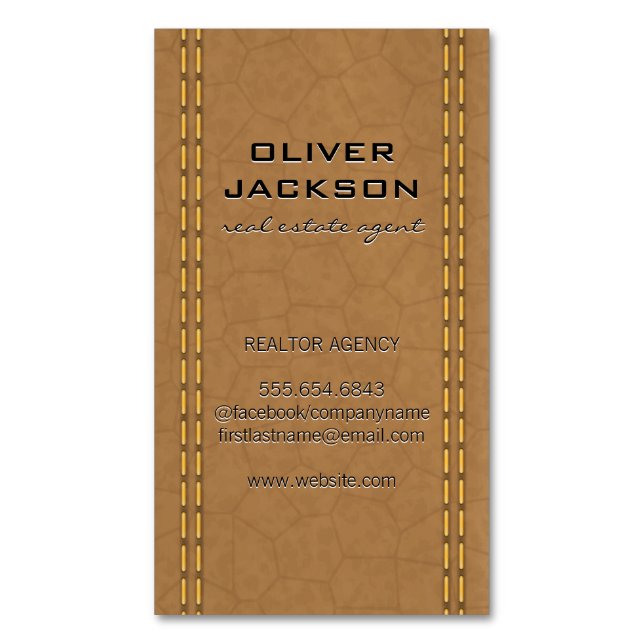 Carte De Visite Magnétique Tan Cuir Semblable (devant Vertical)