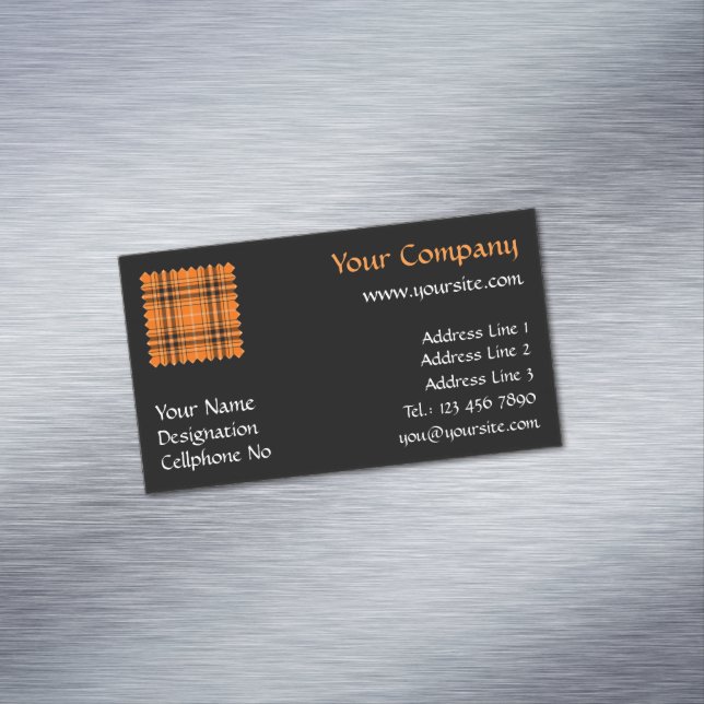 Carte De Visite Magnétique Tartan orange d'Halloween (In Situ)