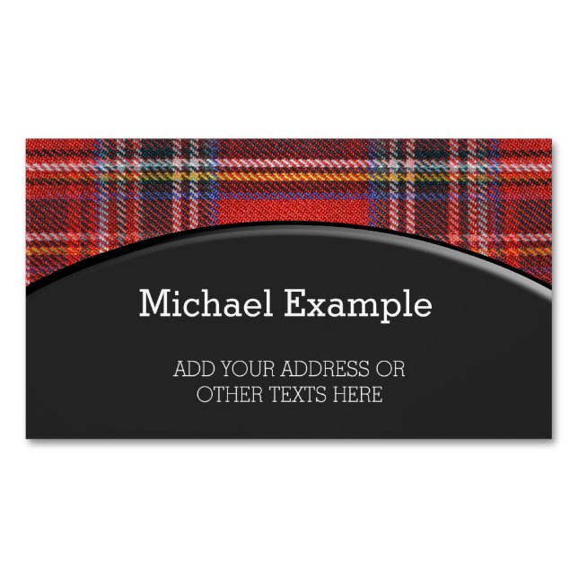 Carte De Visite Magnétique Tartan plaids motif rouge royal tissu (devant)