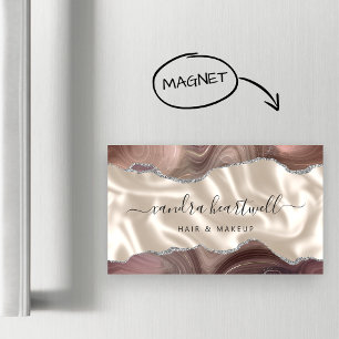 Carte De Visite Magnétique Taupe Agate Argent Pailleté Luxe