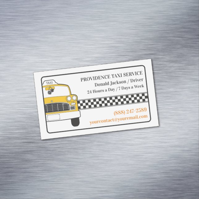 Carte De Visite Magnétique Taxi cabine jaune (In Situ)