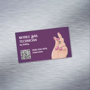 Carte De Visite Magnétique Technicien d'ongle mobile QR personnalisé