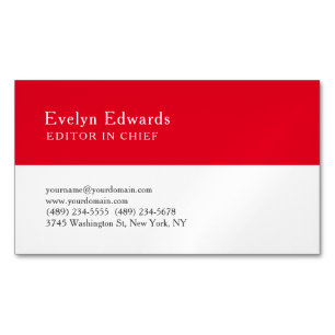 Carte De Visite Magnétique Tendance Moderne Rouge Blanc Minimaliste Simple