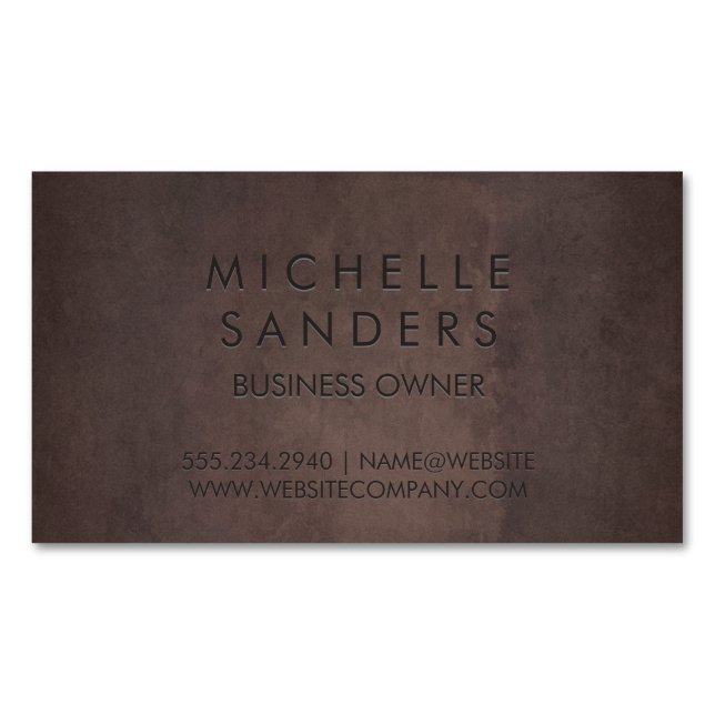 Carte De Visite Magnétique Texture Brown lisse | Arrière - plan simple (devant)