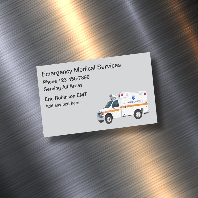 Carte De Visite Magnétique Thème Ambulance des services Médicales d'urgence (Créateur téléchargé)