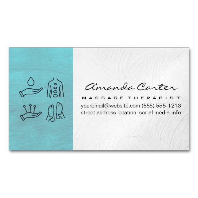 Carte De Visite Magnétique Thérapeute de massage | Acupuncture Médecine holis (devant)