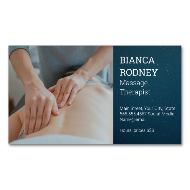 Carte De Visite Magnétique Thérapeute de massage | Santé et bien-être (devant)