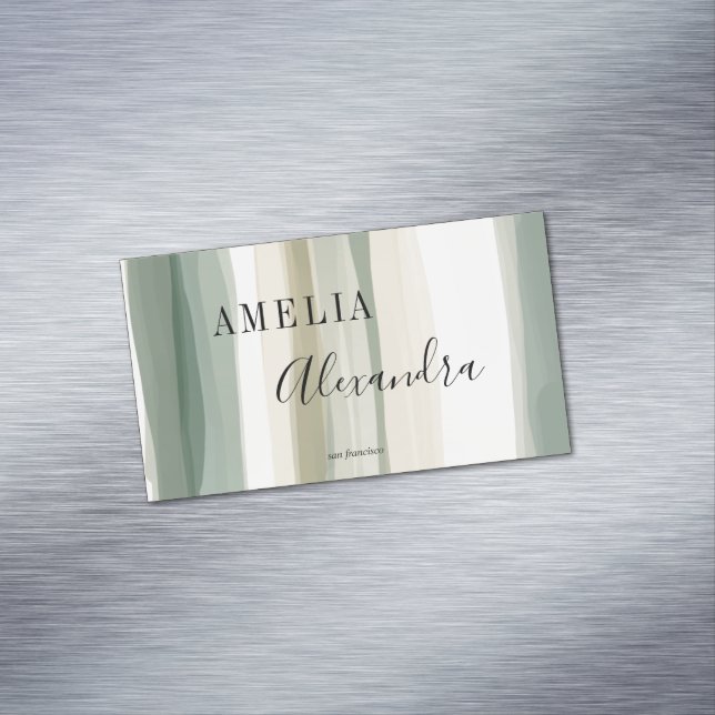 Carte De Visite Magnétique tonalité terrestre Boho Retro Script Lignes Abstra (In Situ)