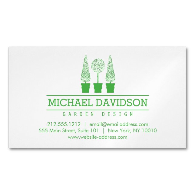 Carte De Visite Magnétique Topiary Trio Gardener Landscaping vert clair (devant)