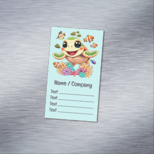 Carte De Visite Magnétique Tortue de mer Bébé heureux et mignonne personnage