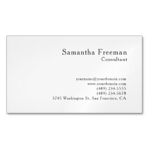 Carte De Visite Magnétique Traditionnel Propre Minimaliste Blanc