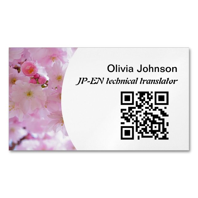 Carte De Visite Magnétique Traducteur indépendant japonais fleurs de cerisier (devant)