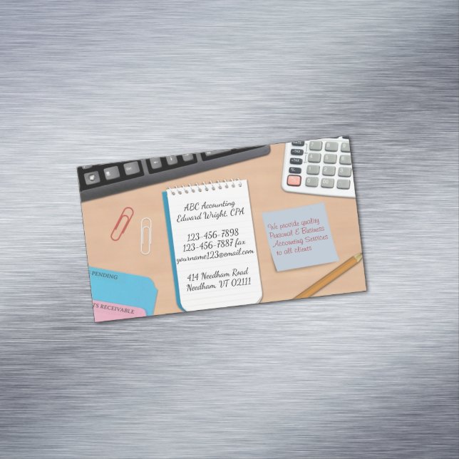 Carte De Visite Magnétique Travail du bureau comptable (In Situ)