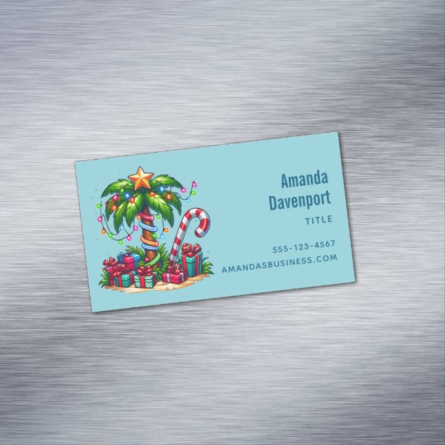Carte De Visite Magnétique Tropical Christmas Holiday Palm Tree (In Situ)