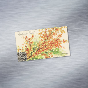 Carte De Visite Magnétique une branche printanière de mimosa, lumineuse, jaun
