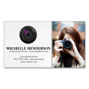 Carte De Visite Magnétique Une Femme Tenant Une Caméra Prenant Une Photo