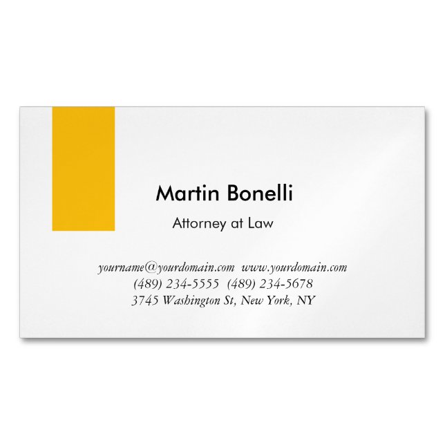 Carte De Visite Magnétique Unique Classique Simple Noir & Blanc (devant)