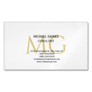 Carte De Visite Magnétique Unique minimaliste couleur or clair Monogramme bla
