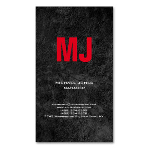 Carte De Visite Magnétique Unique tendance gris vertical gris énorme monogram