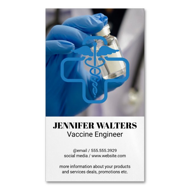 Carte De Visite Magnétique Vaccine | Medicine Health Care Logo (devant Vertical)