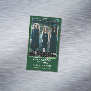 Carte De Visite Magnétique Vert de promotion de livre d'auteur d'auteur ou