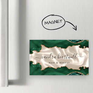 Carte De Visite Magnétique Vert émeraude Agate Or Paillettes Luxe