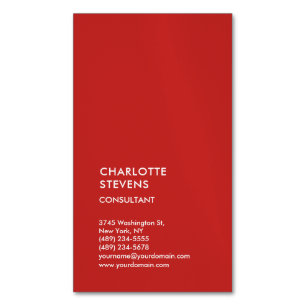 Carte De Visite Magnétique Vertical Rouge tendance minimaliste Élégant Simple