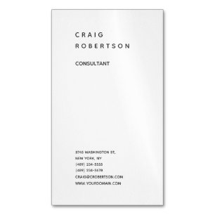 Carte De Visite Magnétique Verticale minimaliste Plaque moderne noir & blanc