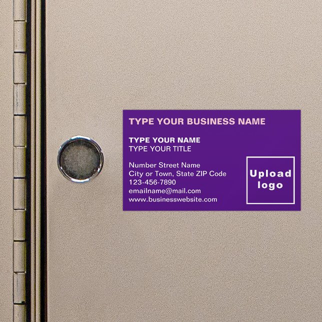 Carte de visite magnétique violet aligné gauche (Purple magnetic business card in left aligned style)