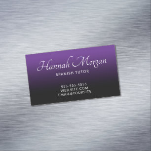 Carte De Visite Magnétique Violet Royal et Ombré Élégant Noir