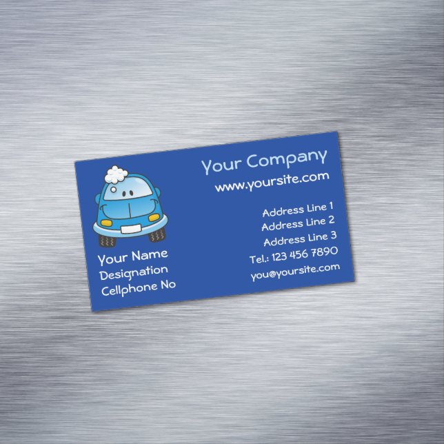 Carte De Visite Magnétique Voiture bleue avec bulles (In Situ)